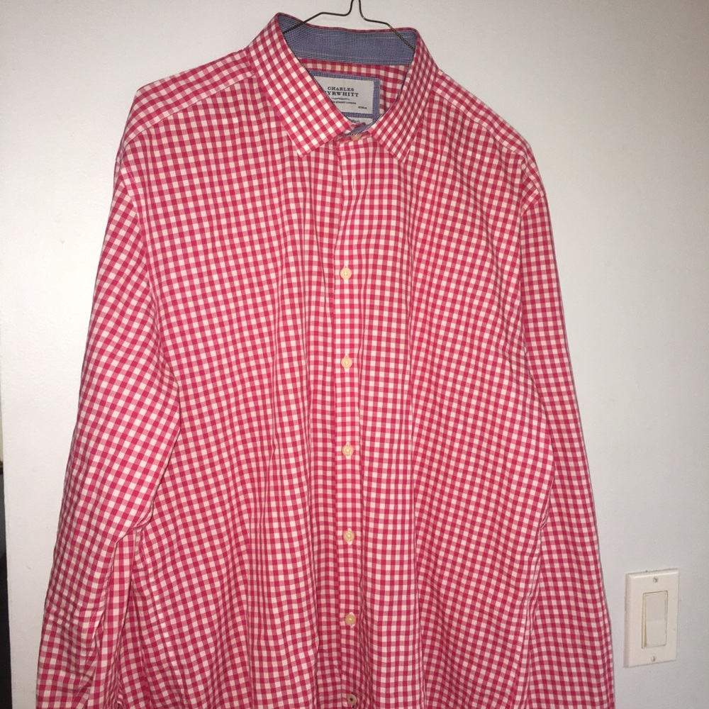 Pink gingham Charles Tyrwhitt 17” x 37”